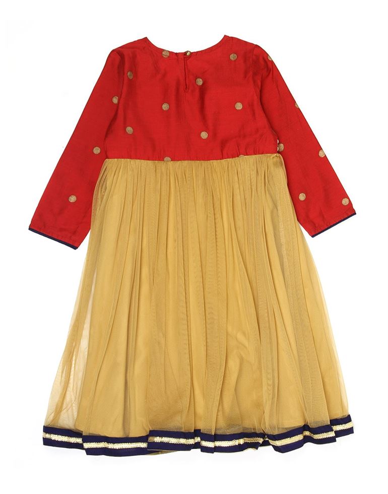 Ethnicity Girls Ethnic Wear Red Flared Dress
